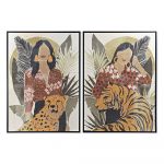 DKD Home Decor Pintura Mulher Tigre (2 pcs) (103.5 x 4.5 x 144 cm) - S3017988