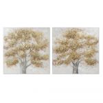 DKD Home Decor Pintura Tela Árvore (2 pcs) (100 x 3.8 x 100 cm) - S3017874