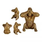 Gift Decor Figura Decorativa Gorila Dourado Resina (9 x 18 x 17 cm) - S3609571