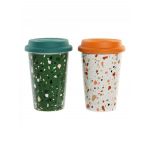 DKD Home Decor Caneca Terrazo Silicone Porcelana (400 ml) (4 pcs) - S3014988