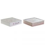 DKD Home Decor Caixa para Infusões Metal Cristal Madeira MDF (2 pcs) (24 x 24 x 6.5 cm) - S3025893