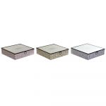 DKD Home Decor Caixa para Infusões Metal Cristal Bloemen Madeira MDF (3 pcs) (24 x 24 x 6.5 cm) - S3025889