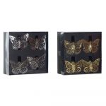 DKD Home Decor Porta-guardanapos Borboletas Prata Metal Dourado (2 pcs) - S3025469