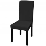 6 Peças Capas Extensíveis para Cadeiras Preto - 130378