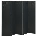 Divisória de Quarto com 5 Painéis Aço 200x180 cm Preto - 335901
