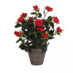 Mica Decoratons Vaso Cinzento Pvc Rosas Vermelhas d11.5cm-h33xd25cm