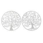 DKD Home Decor Decoração de Parede Branco Metal Árvore (2 Pcs) (99 x 1 x 99 cm) - S3018918