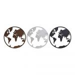 DKD Home Decor Figura Decorativa Mapa do Mundo Metal (3 Pcs) (40 x 1 x 40 cm) - S3013925