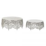 DKD Home Decor Mesa de Apoio Alumínio (2 Pcs) (52 x 52 x 25 cm) (63.5 x 63.5 x 30.5 cm) - S3023037