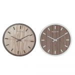 DKD Home Decor Relógio de Parede Castanho Madeira MDF (50 x 3.5 x 50 cm) (2 Pcs) - S3026748