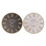 DKD Home Decor Relógio de Parede Preto Cor de Rosa Ferro Madeira MDF (60 x 4.5 x 60 cm) (2 Pcs) - S3026747