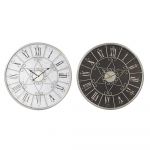 DKD Home Decor Relógio de Parede Preto Branco Ferro Madeira MDF (60 x 4.5 x 60 cm) (2 Pcs) - S3026746