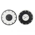 DKD Home Decor Relógio de Parede Preto Branco Madeira MDF (50 x 4.5 x 50 cm) (2 Pcs) - S3026745
