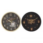 DKD Home Decor Relógio de Parede Cristal Preto Café Ferro (2 Pcs) (40 x 6 x 40 cm) - S3026742