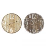 DKD Home Decor Relógio de Parede Castanho Madeira MDF (68 x 4.5 x 68 cm) (2 Pcs) - S3026741