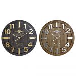 DKD Home Decor Relógio de Parede Preto Ferro Madeira MDF (68 x 3 x 68 cm) (2 Pcs) - S3026740