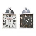 DKD Home Decor Relógio de Parede Preto Branco Ferro Madeira MDF (60 x 6 x 89 cm) (2 Pcs) - S3026728