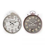 DKD Home Decor Relógio de Parede Preto Metal Branco Madeira MDF (60 x 6 x 74.5 cm) (2 Pcs) - S3026726