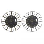 DKD Home Decor Relógio de Parede Cristal Prateado Dourado Ferro (2 Pcs) (70 x 7 x 70 cm) - S3026683