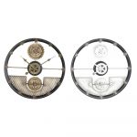 DKD Home Decor Relógio de Parede Prateado Dourado Ferro Engrenagens (40 x 5.5 x 40 cm) (2 Pcs) - S3026681