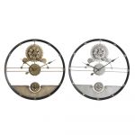 DKD Home Decor Relógio de Parede Prateado Dourado Ferro Engrenagens (2 Pcs) (60 x 5 x 60 cm) - S3026680