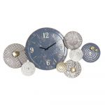 DKD Home Decor Relógio de Parede Cinzento Azul Metal Círculos (95.3 x 5.7 x 51.4 cm) - S3026678