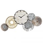 DKD Home Decor Relógio de Parede Cinzento Metal Círculos Madeira MDF (99 x 7.6 x 54.3 cm) - S3026677