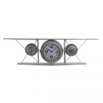 DKD Home Decor Relógio de Parede Cristal Ferro Avião Madeira MDF Cinzento Escuro (120 x 21 x 33.5 cm) - S3026664