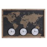 DKD Home Decor Relógio de Parede Metal Madeira MDF Mapa do Mundo (90 x 5 x 60 cm) - S3016606