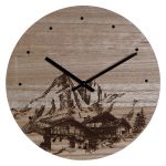 DKD Home Decor Relógio de Parede Montanha Preto Madeira MDF (30 x 30 x 1.5 cm) - S3014896