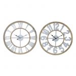 DKD Home Decor Relógio de Parede Madeira MDF (60 x 4 x 60 cm) (2 Pcs) - S3011910