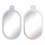 DKD Home Decor Espelho de Parede Branco Cor de Rosa Metal Cristal (2 Pcs) (22 x 1.5 x 40 cm) - S3014018