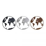 DKD Home Decor Figura Decorativa Mapa do Mundo Metal (60 x 1 x 60 cm) (3 Pcs) - S3013924