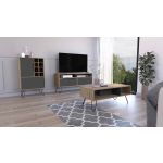 Tuhome Conjunto Vegas, Móvel para Tv + Mesa de Centro + Bar Baixo Miel / Plomo