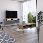 Tuhome Conjunto Vegas, Móvel para Tv + Mesa de Centro Miel / Plomo