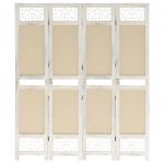 338559 4-Panel Room Divider Cream 140x165 cm Fabric - 338559