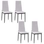 Homcom Conjunto de 4 Cadeiras de Sala de Jantar Estofadas em Linho e Pés de Metal Cadeiras Modernas para Cozinha Carga Máxima 120kg 41x50x97cm Branco