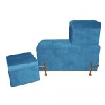 DKD Home Decor Banqueta Azul Poliéster Espuma Metal Madeira MDF (3 Pcs) (80 x 40 x 42 cm) - S3023296