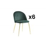 Vente Unique Conjunto de 6 Cadeiras Melbourne Veludo e Metal Dourado Verde