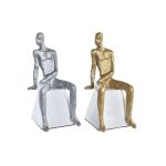 DKD Home Decor Figura Decorativa Prateado Preto Branco Homem Mármore Ferro Moderno (11 x 12 x 28 cm) (2 Unidades) - S3030136