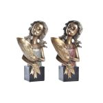 DKD Home Decor Figura Decorativa Vermelho Dourado Turquesa Resina Moderno (21 x 13 x 36 cm) (2 Unidades) - S3030091