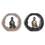 DKD Home Decor Figura Decorativa Preto Dourado Buda Resina (20,8 x 6 x 18,5 cm) (2 Unidades) - S3030048
