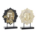 DKD Home Decor Figura Decorativa Preto Dourado Buda MDF Resina (27 x 8 x 33,5 cm) (2 Unidades) - S3029998