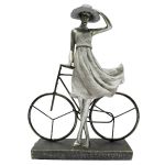 DKD Home Decor Figura Decorativa Mulher Prateado Bicicleta Metal Resina (27,5 x 9,5 x 34,5 cm) - S3029949