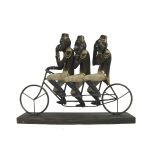DKD Home Decor Figura Decorativa Macaco Triciclo Preto Dourado Metal Resina Colonial (40 x 9 x 31 cm) - S3029948