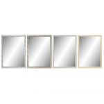 DKD Home Decor Espelho de Parede Cristal Natural Cinzento Castanho Cinzento Escuro Ps 4 Unidades Folha de Planta (56 x 2 x 76 cm - S3029615