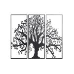 DKD Home Decor Decoração de Parede 3 Unidades Preto Árvore Metal (105 x 1,3 x 91 cm) - S3029415