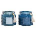 DKD Home Decor Vela Cristal Celeste Azul Marinho Franjas (10 x 10 x 8.5 cm) (2 Unidades) - S3038537