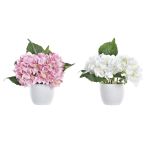 DKD Home Decor Flores Decorativas Cor de Rosa Tecido Branco Pe (26 x 26 x 29 cm) (2 Unidades) - S3030558