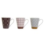 DKD Home Decor Caneca Cinzento Grená Árabe Étnico (460 ml) (3 Unidades) - S3036873